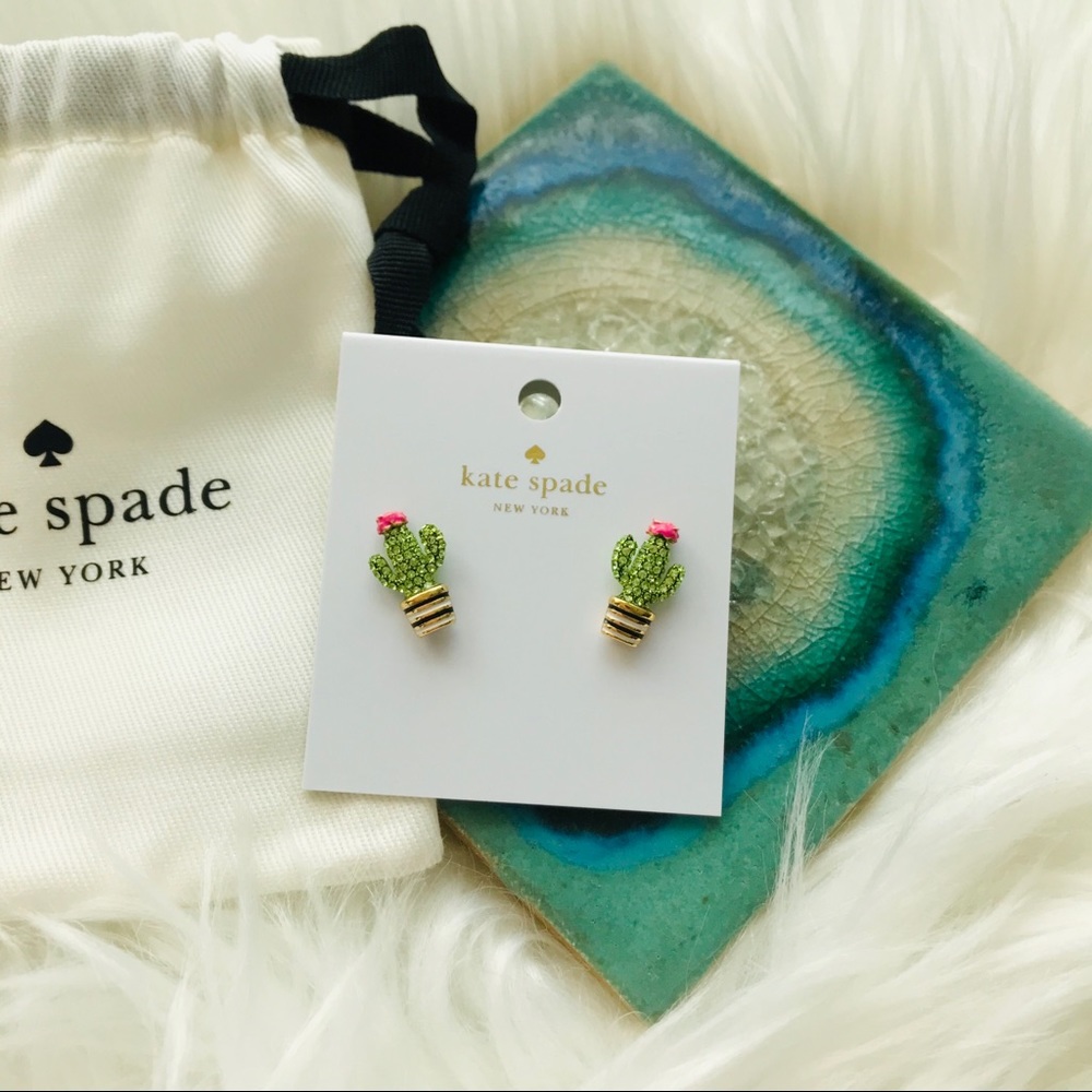 NEW KATE SPADE 🌵 CACTUS RHINESTONE EARRINGS - Picture 2 of 5